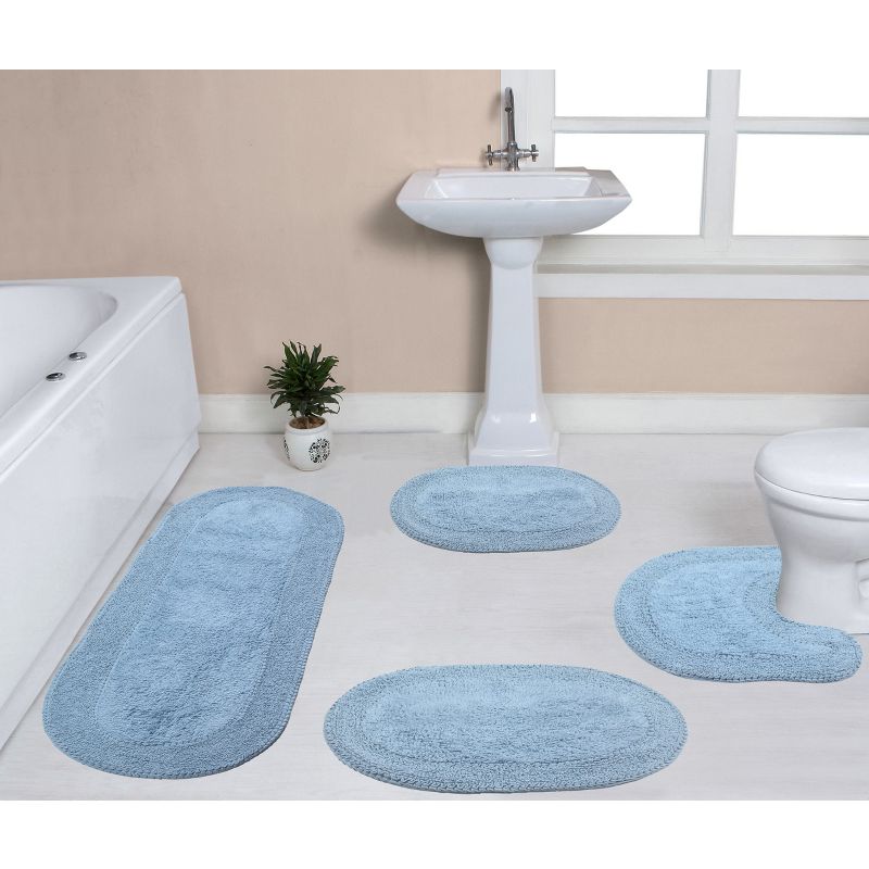 Double Ruffle Collection Cotton Ruffle Pattern Tufted Set of 4 Bath Rug Set - Home Weavers, 1 of 5
