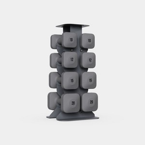 WeGym SafeGrip Dumbbells Upper Set with Dark Rack - 10, 12, 15, 20lbs - Slate - 1 of 4