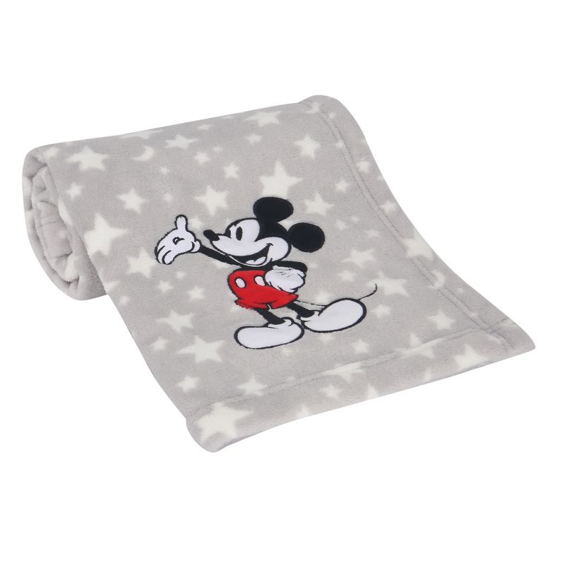 Lambs & Ivy Disney Baby Mickey Mouse Stars Gray Soft Fleece Baby Blanket, 3 of 5