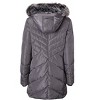 Sportoli Women Long Quilted Plush Lined Outerwear Puffer Jacket Winter Coat with Fur Hood - 3 of 4