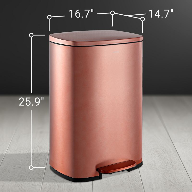 happimess Connor Rectangular 13-Gallon Trash Can with Soft-Close Lid and FREE Mini Trash Can, 3 of 12