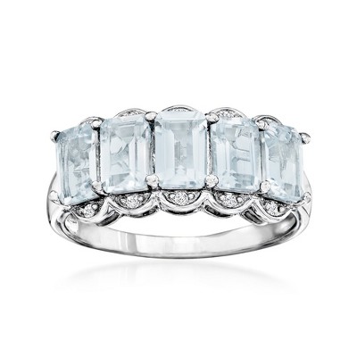 Ross-Simons 2.45 ct. t.w. Aquamarine Ring With Diamonds in Sterling Silver