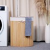 58L Bamboo Laundry Hamper with Removable 3-Section Liner, Foldable Storage Basket with Lid & Handles for Bedroom, Laundry Room, and Small Spaces - 3 of 4
