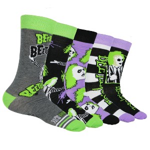 Beetlejuice Socks Men's Assorted Character Designs 5-Pack Adult Crew Socks Multicolored - 1 of 4
