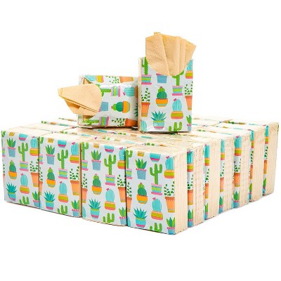 Sparkle and Bash 60 Pack Succulent Cactus Design Facial Pocket Tissue Packs, Mexican Theme Fiesta Cinco de Mayo Party