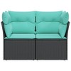 vidaXL Garden Sofa Black, Blue Poly Rattan, Powder-Coated Steel 2-Seater - 4 of 4