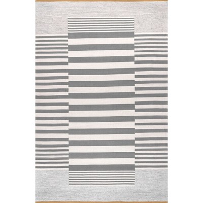 Nuloom Primrose Hand Loomed Striped Cotton Indoor Area Rug, Gray, 5'x8'