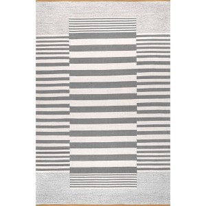 Nuloom Primrose Hand Loomed Striped Cotton Indoor Area Rug, Gray, 5'x8' - 1 of 4
