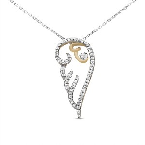 Haus of Brilliance 10K Yellow Gold over Silver 1/4 Cttw Diamond Angel Wing Pendant Necklace - 1 of 4