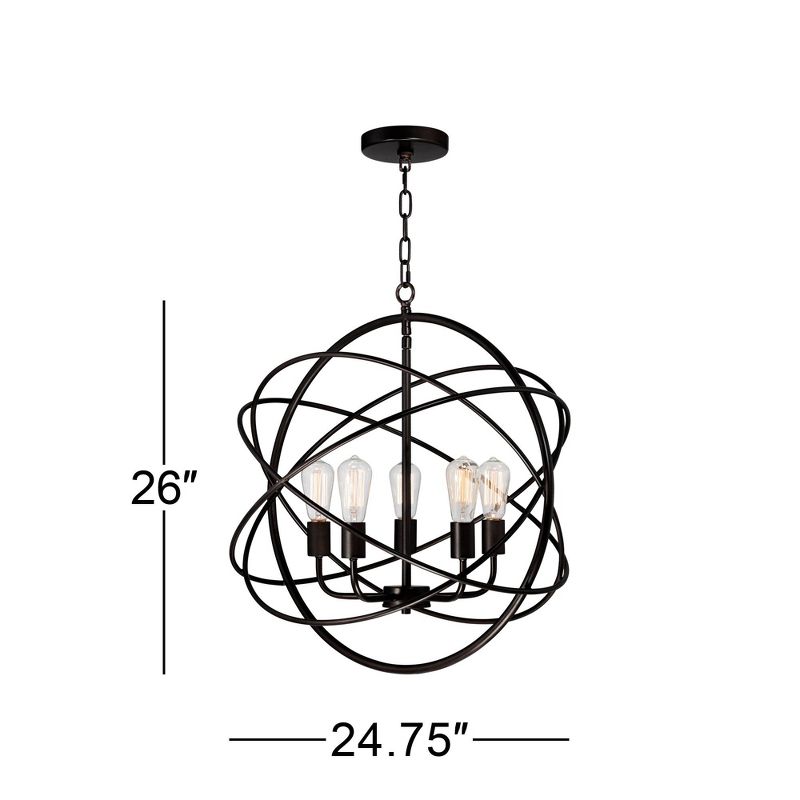 Franklin Iron Works Ellery Bronze Orb Foyer Pendant Chandelier 24 3/4" Wide Modern 5-Light LED Fixture for Dining Room House Kitchen Island Entryway, 4 of 10