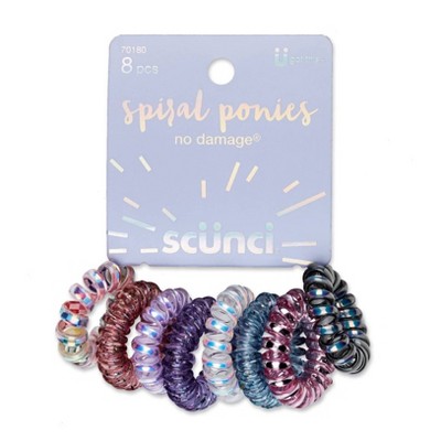 scunci Galaxy Glitter Coloring Spiral Pony Hair Elastic - 8ct