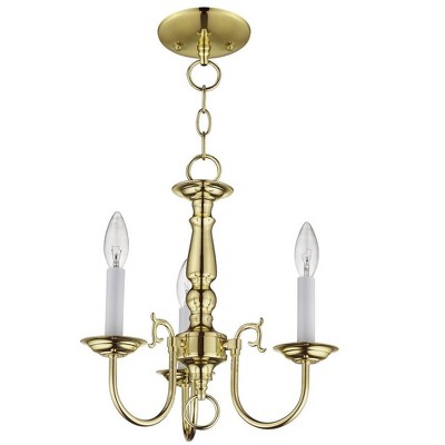 Elegant Williamsburgh Polished Brass Mini 3-Light Chandelier