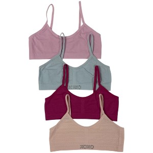 XOXO Girls' 4-Pack Assorted Seamless Non-Padded Bralette Sets - 1 of 4
