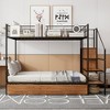 Twin Over Full Metal Bunk Bed with Wire Shelving,  Lateral Storage Ladder and Wardrobe - ModernLuxe - 2 of 4