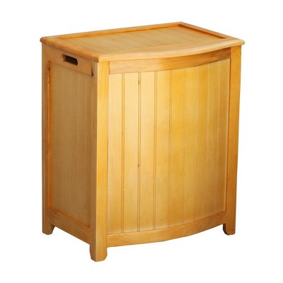 Oceanstar Bowed Front Laundry Wood Hamper with Interior Bag