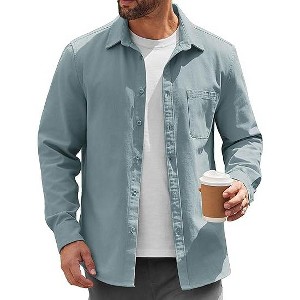 COOFANDY Mens Lightweight Button Down Shirt Jacket Casual Shacket Overshirt - 1 of 4
