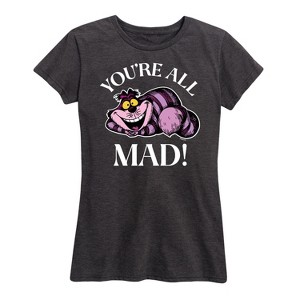Women's - Alice In Wonderland - Cheshire Cat You're All Mad Short Sleeve Graphic T-Shirt - 1 of 4