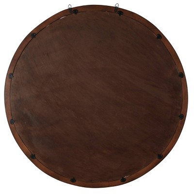 Round Brown Wood Tree Mirrored Wall Decor, 48"