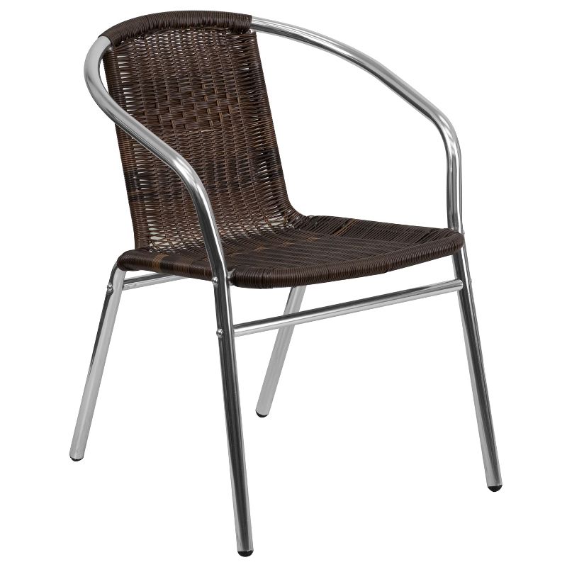 Emma and Oliver Commercial Aluminum/Rattan Restaurant Dining Stack Chair, 1 of 11