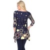 Women's 3/4 Sleeve Printed Erie Tunic Top with Pockets - White Mark - 3 of 3