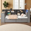 Wood Twin Size Platform Bed with Storage Shelves, Drawers, Charging Station, Desk and Upholstered Headboard - 4 of 4