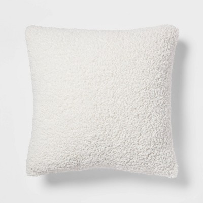 Euro Traditional Cozy Faux Shearling Fur Decorative Throw Pillow Cream - Threshold™