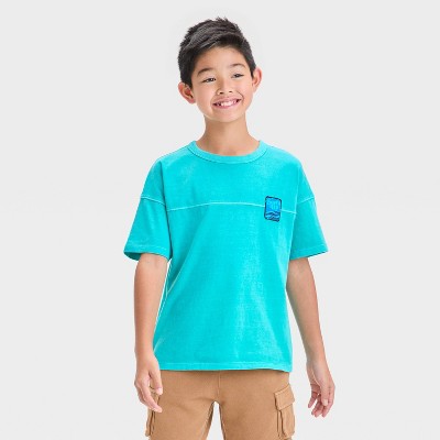 Boys' Short Sleeve Relaxed Fit T-Shirt - Cat & Jack™ Turquoise Blue M