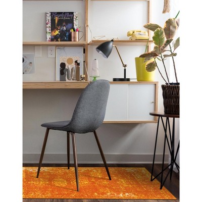 Vibrant Orange Synthetic Runner Rug with Easy Care