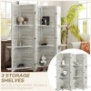 5 Panel 67" Tall Wood Privacy Screen Room Divider with 3 Shelves and Folding Storage for Bedroom - 4 of 4