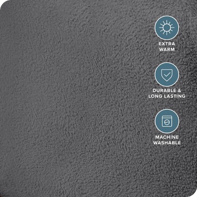 Full Size Gray Polar Fleece Deep Pocket Fitted Sheet