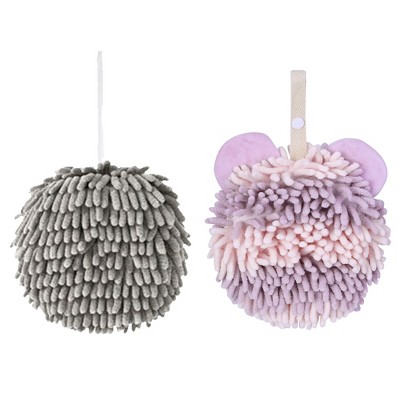 REGALWOVEN 2 Pcs Cute Soft Absorbent Chenille Ball Fuzzy Hand Towel