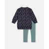 Deux par Deux Girl Tunic and Leggings Set Navy Floral - 3 of 4