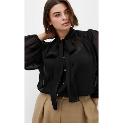 Women's Plus Size Seline Top - black | CITY CHIC