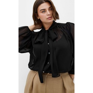 Women's Plus Size Seline Top - black | CITY CHIC - 1 of 4