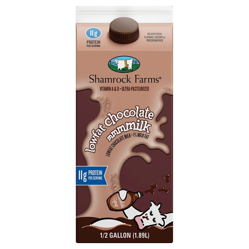 Shamrock Farms 1% Chocolate Milk - 0.5gal, 1 of 4