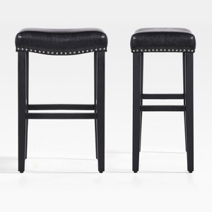 WestinTrends 29" Upholstered Saddle Seat Barstool and Counter Stool - 1 of 4