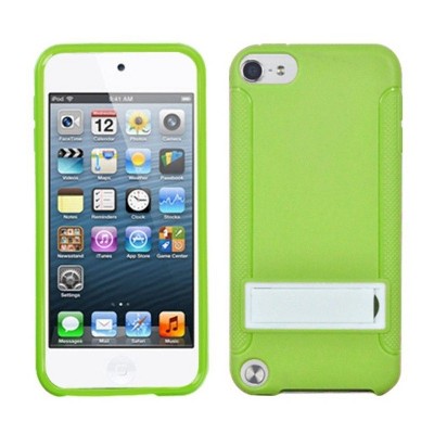 MYBAT For Apple iPod Touch 5th Gen/6th Gen Green White Hard TPU Plastic Case w/stand