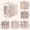Jewelry Box with Glass Lid and 5 Drawers, Beige PU Leather Organizer for Necklaces, Rings, Earrings, Gift for Women - 2 of 4