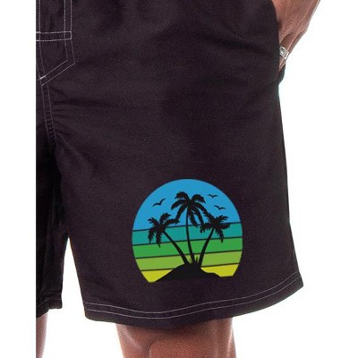 INTIMO Men's Tropical Swimming Trunks Pool Waterpark Board Shorts Mesh Netting Elastic Waistband (Large) Black — фото 3