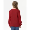 Girls Pullover Sweater Cable Knit Soft Comfy Sweater for Girls Crew Neck Sweater Puff Sleeve Ribbed Knit Cuff - 2 of 4