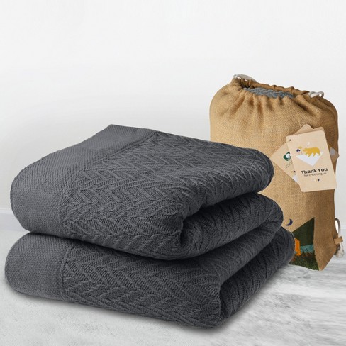 Superior Chevron All-Season Cotton Blanket, Full/Queen, Charcoal 