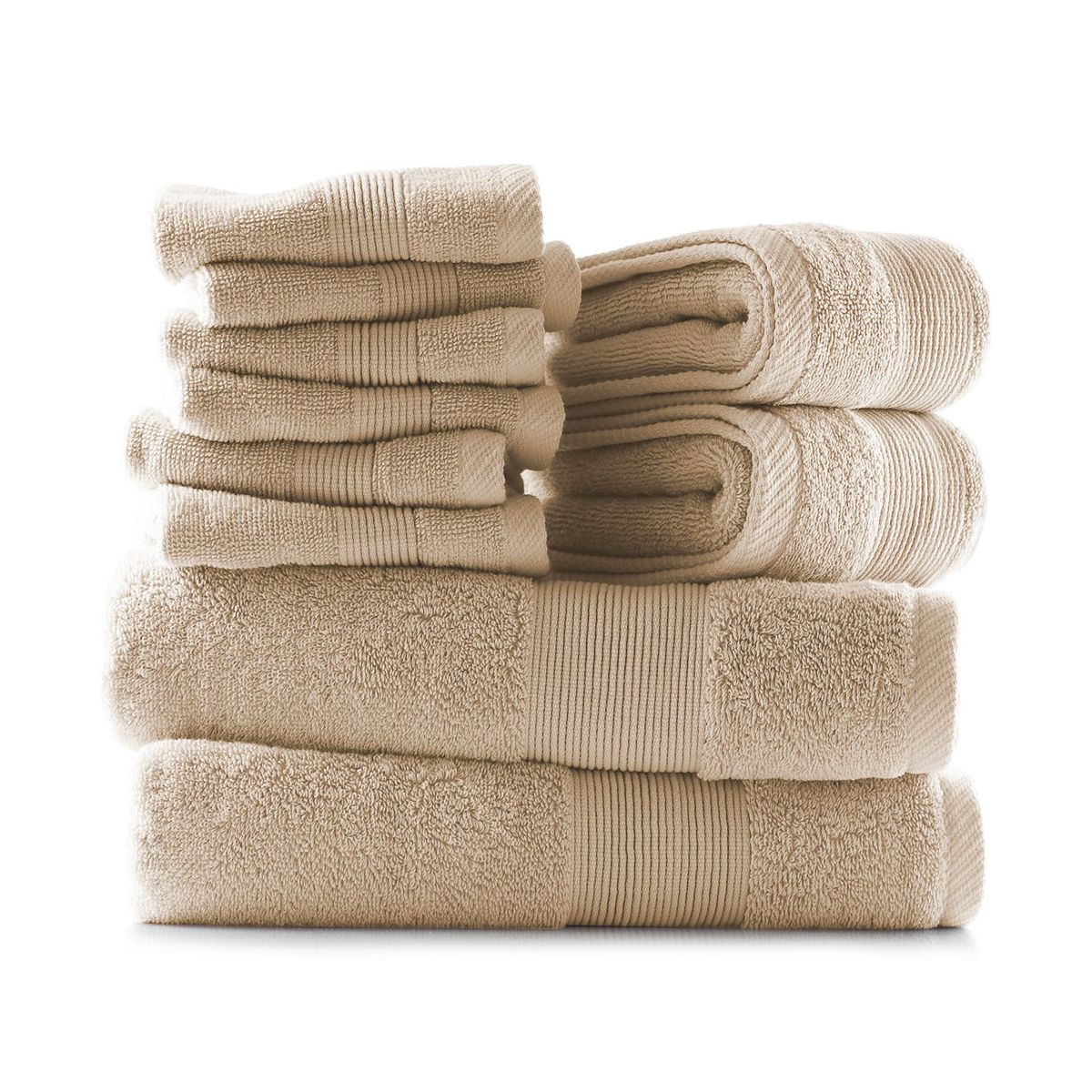 Hearth & Harbor Bath Towels, 10 Piece Highly Absorbent Towel Set - Beige Cream