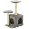 vidaXL Cat Tree Grey Engineered wood, cardboard, plush fabric, sisal rope - 2 of 4