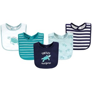 Hudson Baby Infant Boys Cotton Bibs, Sea Turtle, One Size - 1 of 4