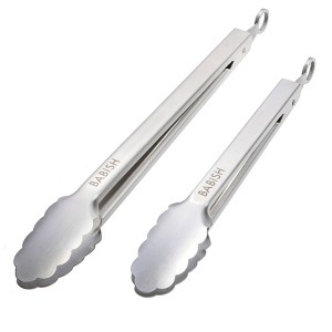 Babish 12” & 9” Locking Kitchen Tong Set, Stainless Steel - 1 of 3