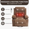Swivel Recliner Chair,Wide Rocker Chair with Heat Massage,Single Rocking Chair with 3 Positions,2 Side Pockets,Cup Holders,USB Ports,Remote Control - 3 of 4