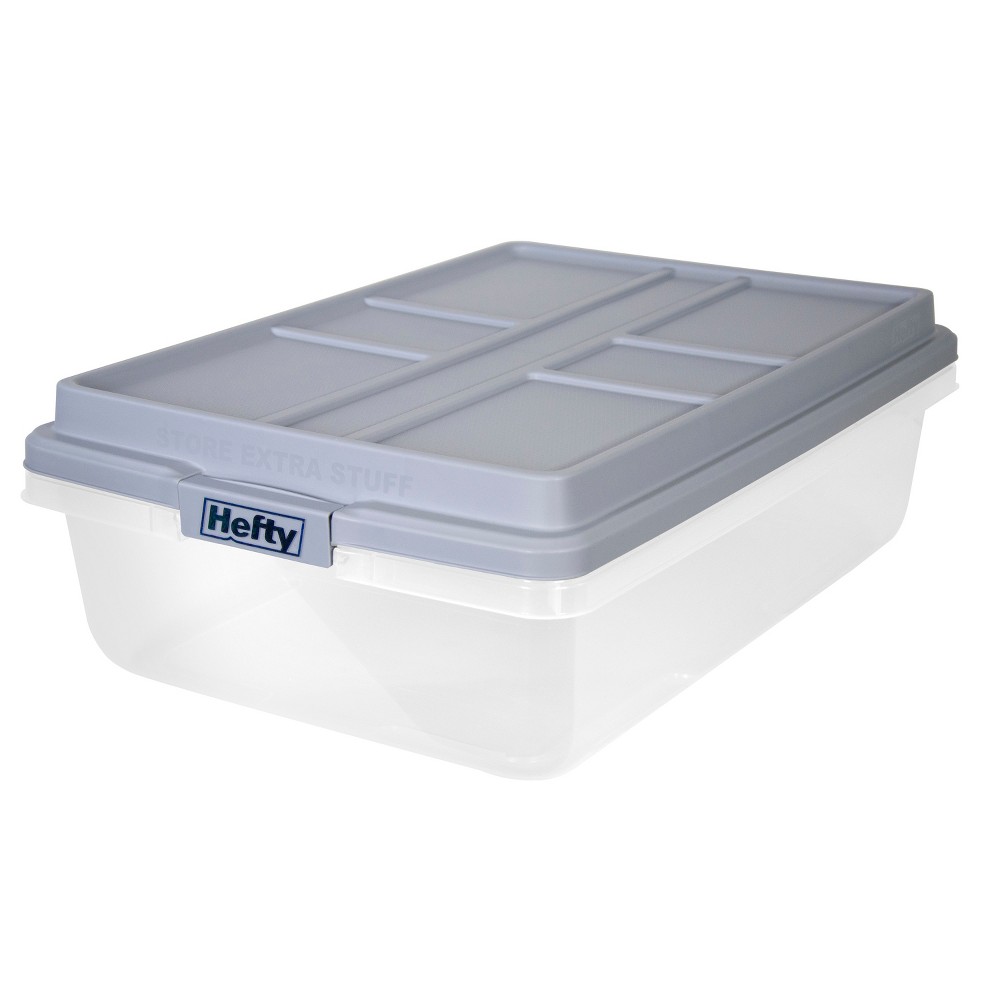 Hefty 40qt Clear Plastic Storage Bin with Gray HI-RISE Stackable Lid