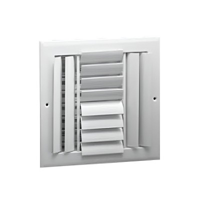 Hart & Cooley 8"x8" Aluminum Curved Blade Register, Multi-Shutter Damper, 4-Way
