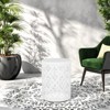 Naysaye Outdoor Patio End Table, Metal Side Table, Decorative Garden Stool for Home Lawn Garden Patio, White, 13.75"*13.75"*18" - 2 of 4