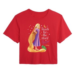 Women's - Disney Princess - Rapunzel Reach For The Stars Cropped Graphic T-Shirt - 1 of 3